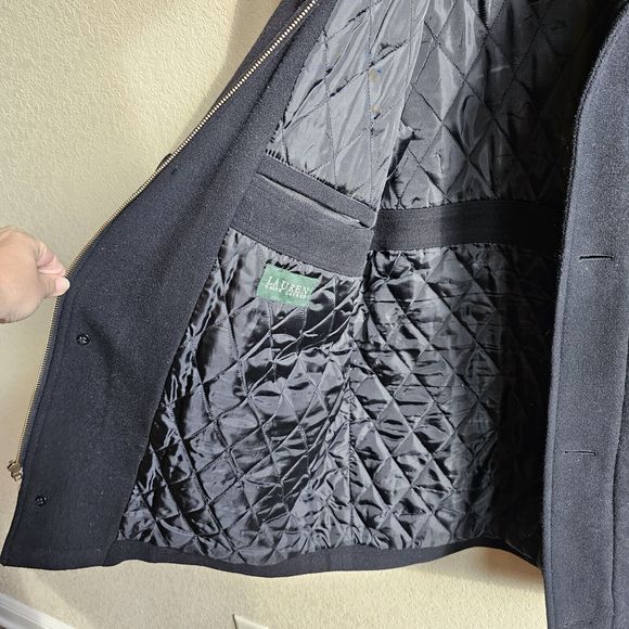 Lauren Ralph Lauren Pea Coat Men’s Size 44R Wool Blend, Classic Black, Business - Picture 5 of 7